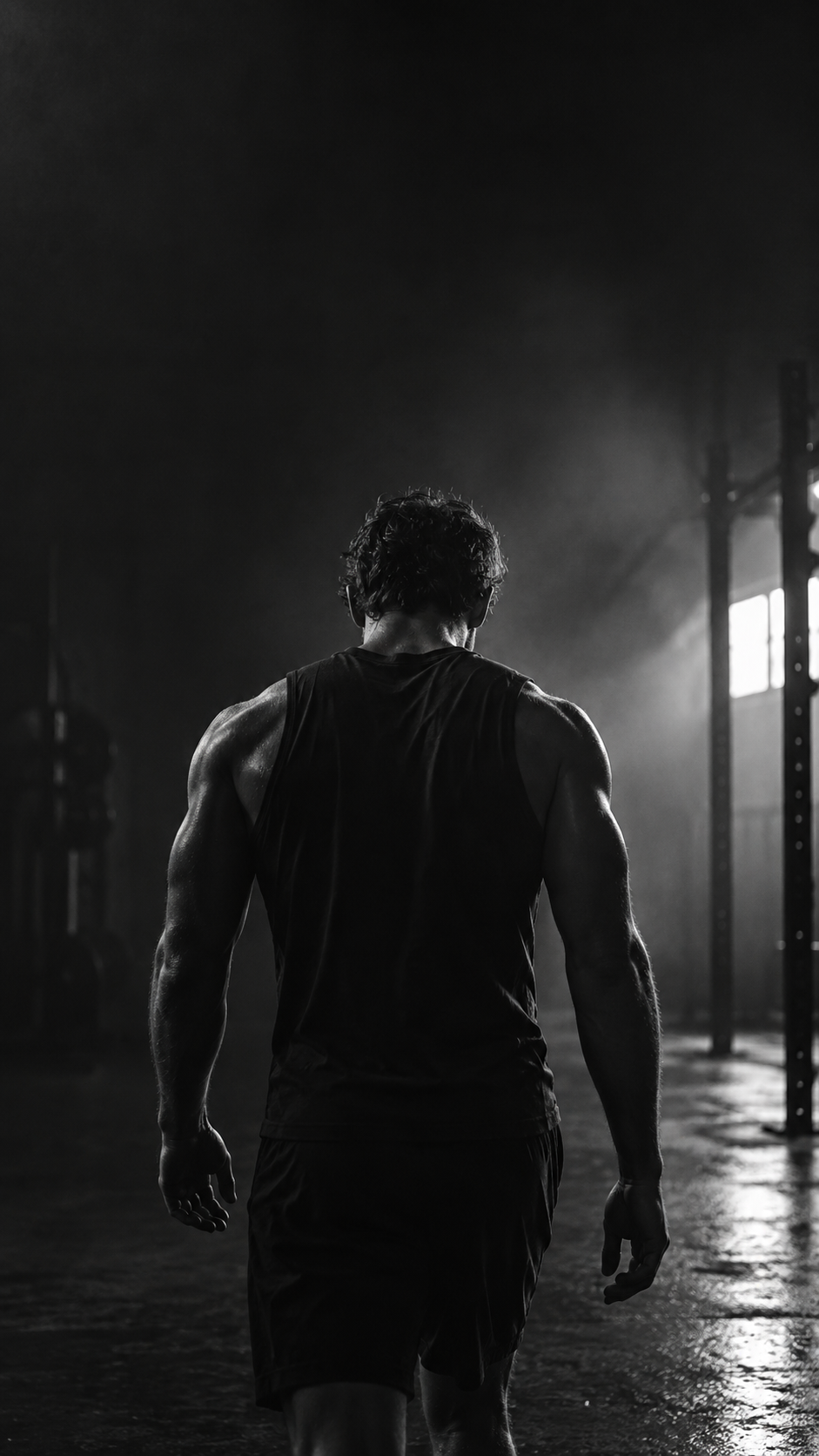 Original NOX character seen from behind in a gym